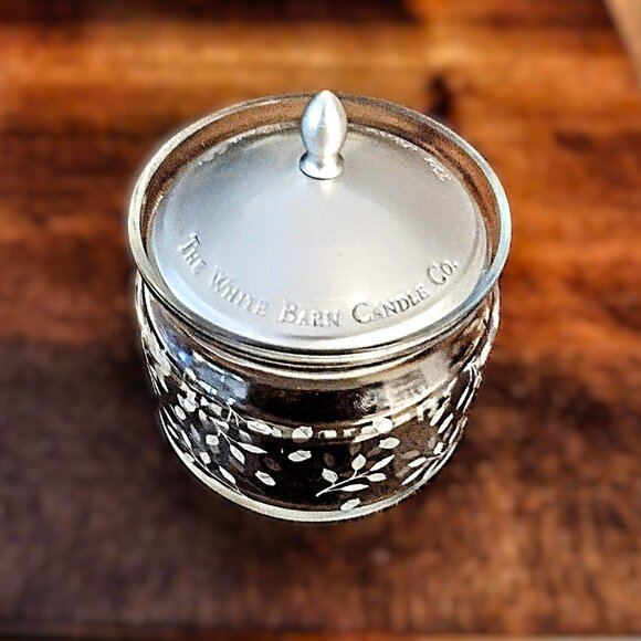 The White Barn Candle Co Glass Jar, Frosted Oak Design, Lid/Seal, 4.5 Oz Vintage - Picture 1 of 13